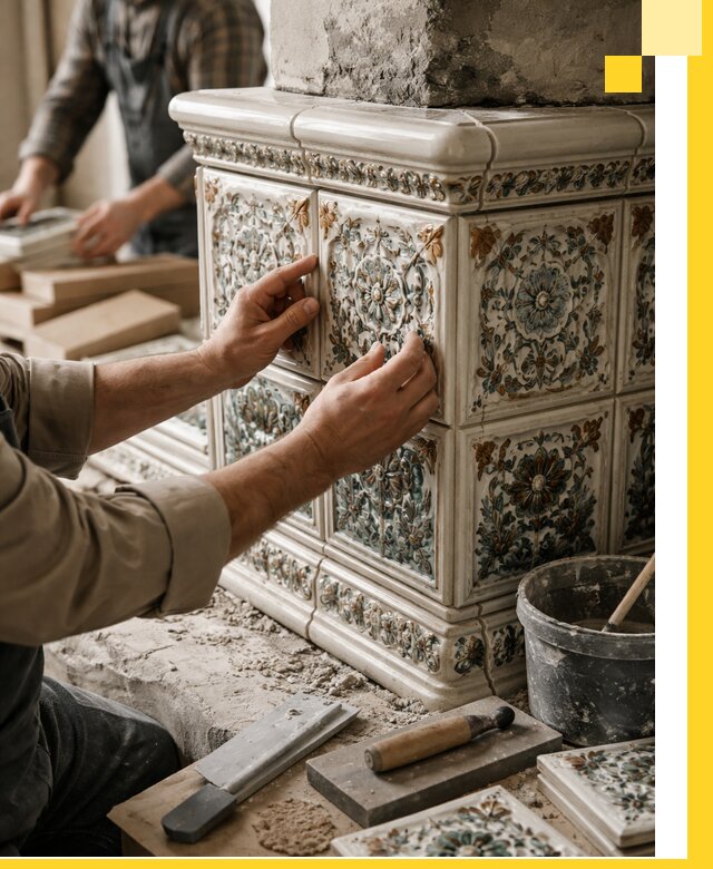 Изразцовые камины под ключ в Белореченске: проект и монтаж