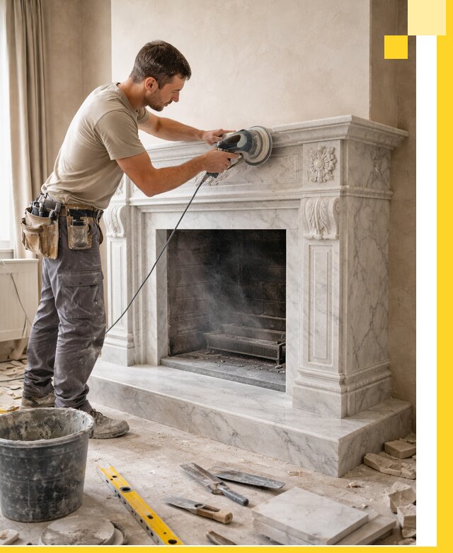 Изготовление и установка мраморных каминов в Белореченске под ключ