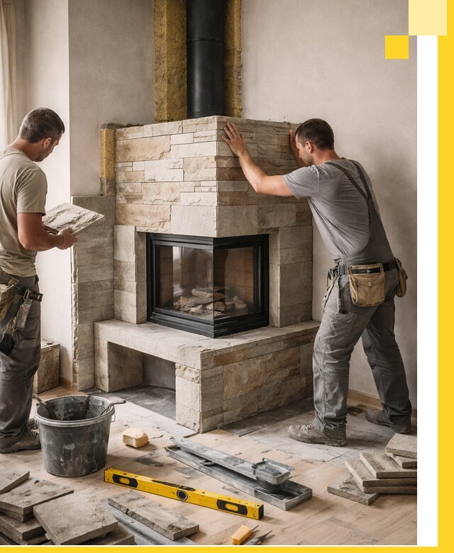 Угловые камины под ключ проект, монтаж и отделка в Белореченске