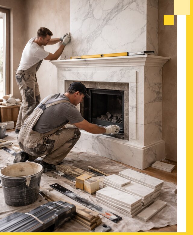 Отделка каминов в Белореченске качественные облицовочные работы