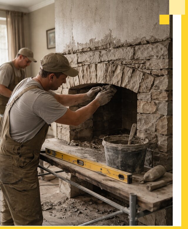 Изготовление каминов под ключ в Белореченске, монтаж и отделка