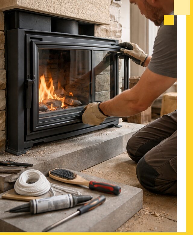 Производство, монтаж и доставка каминов со стеклом в Белореченске