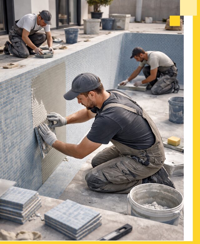 Облицовка бассейнов в Белореченске плитка мозаика гидроизоляция