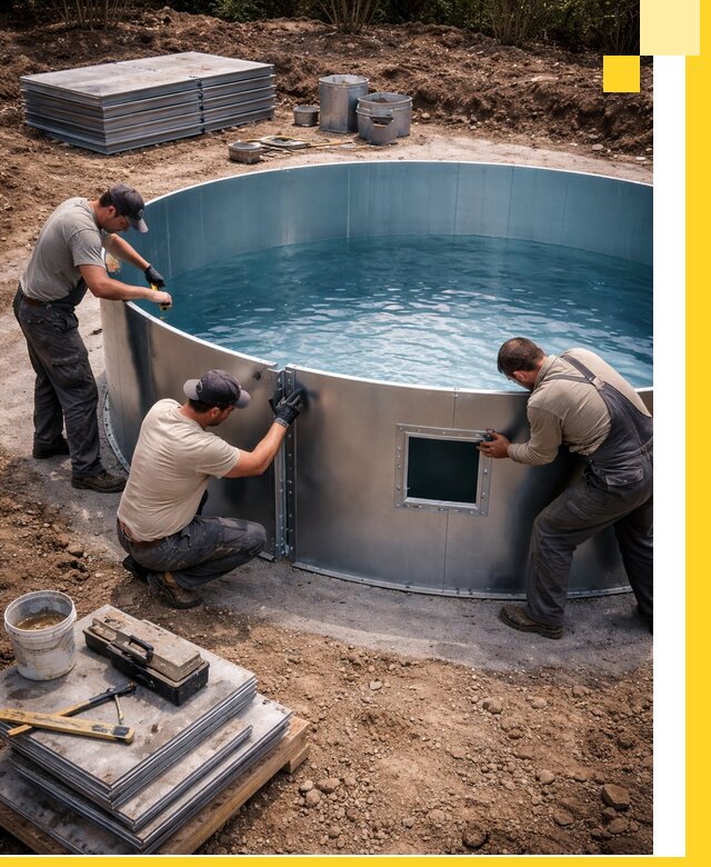 Круглые бассейны под ключ в Белореченске проектирование и монтаж