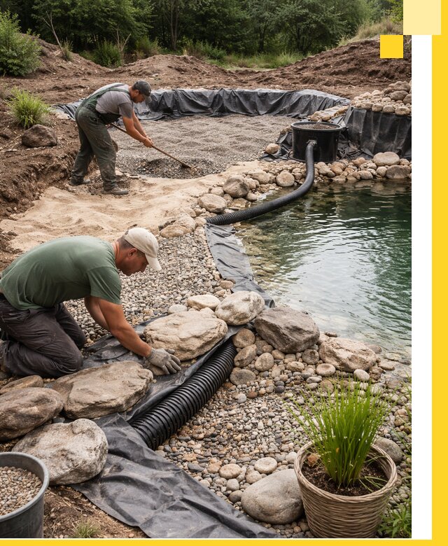 Строительство природных бассейнов и озер в Белореченске под ключ