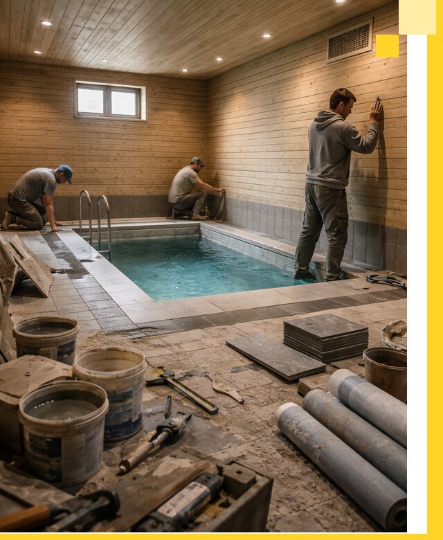 Строительство бани с бассейном и сауной под ключ в Белореченске