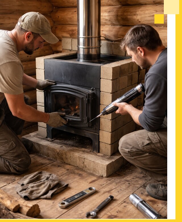 Монтаж и установка печи в бане под ключ с гарантией в Белореченске