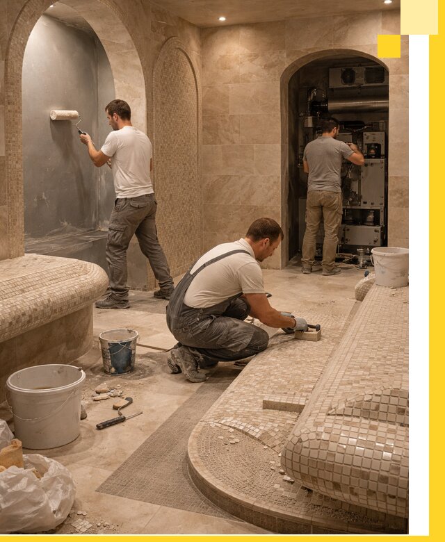 Строительство бани с хамамом и бассейном под ключ в Белореченске