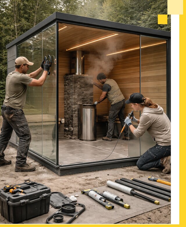 Проектирование и строительство стеклянных бань в Белореченске