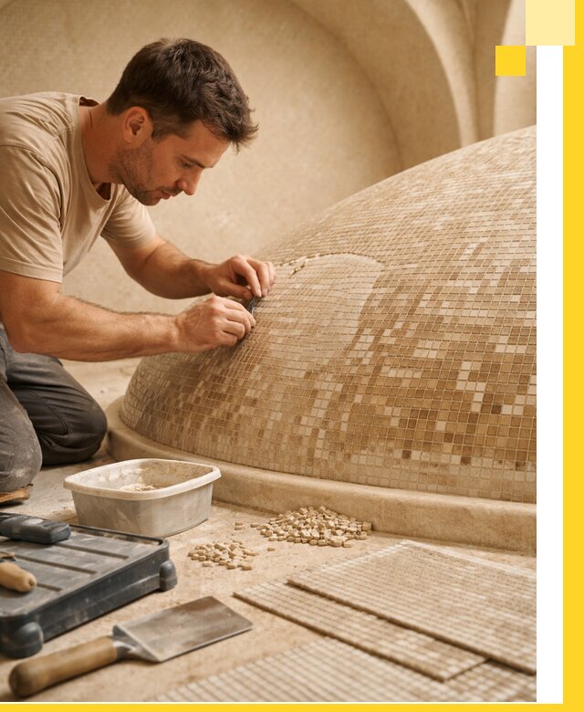 Профессиональная укладка мозаики для хамама под ключ в Белореченске