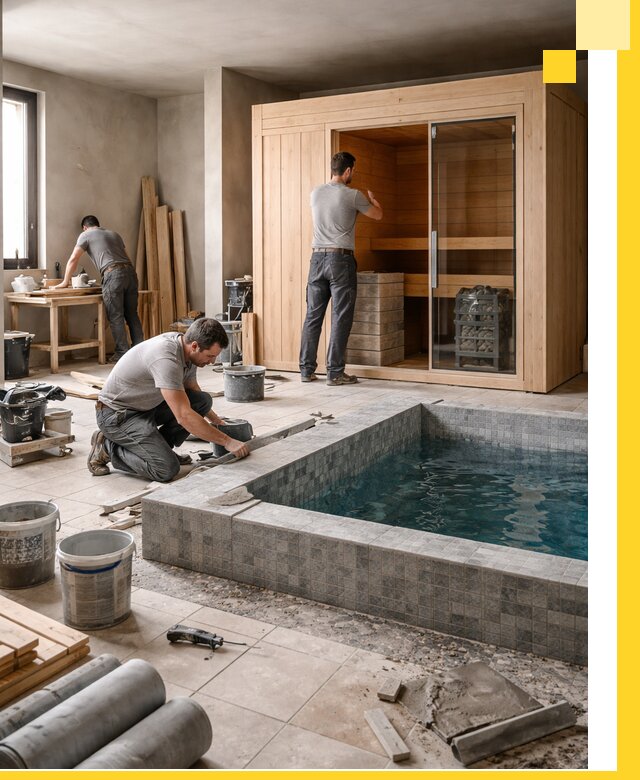 SPA зоны под ключ с бассейном сауной и печью в Белореченске